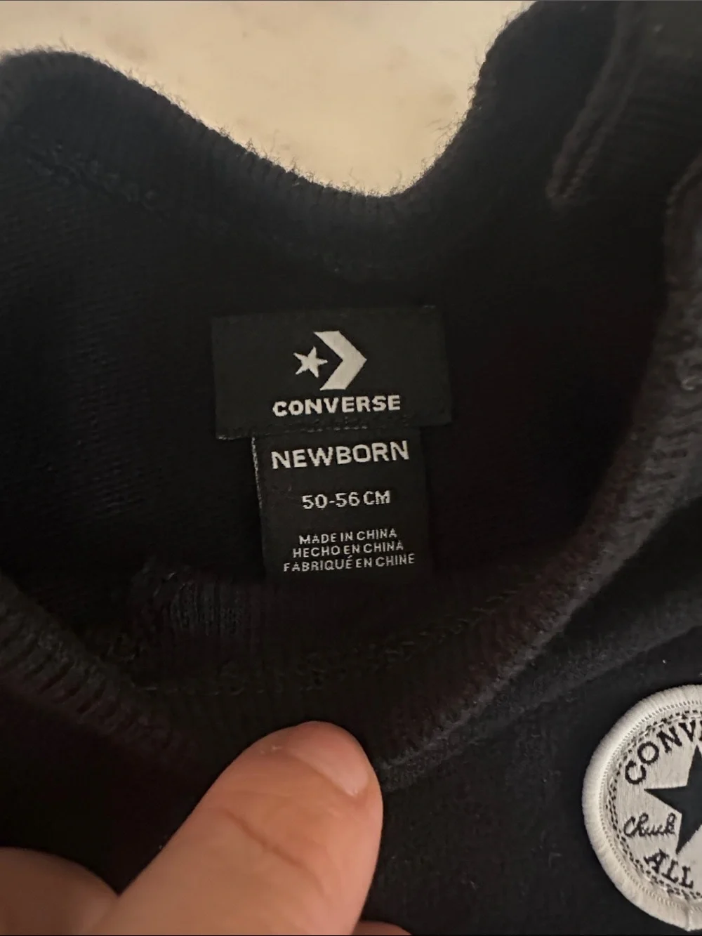 Converse Black Long-Sleeve Baby One-Piece with Chest Logo